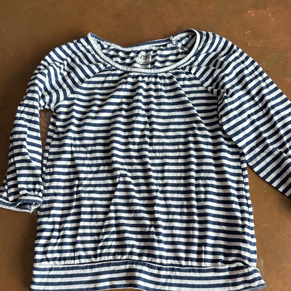 Old Navy Navy and White Striped Long Sleeve Tee